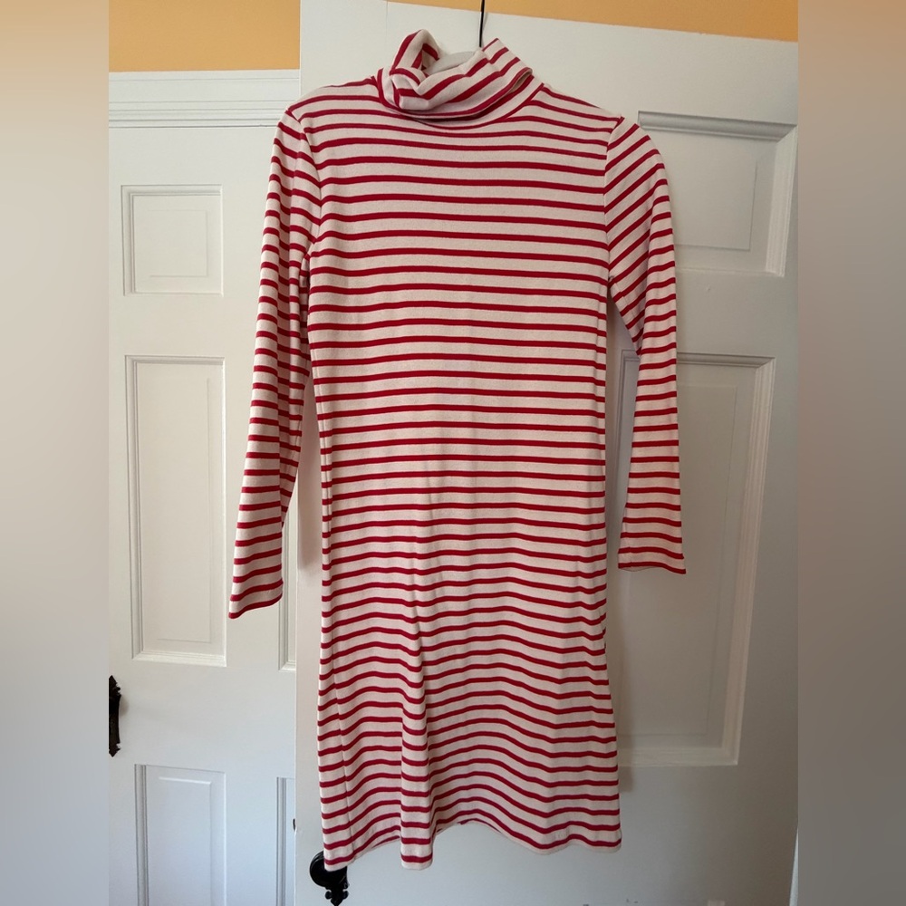 J. Crew Red and White Striped Cotton Dress